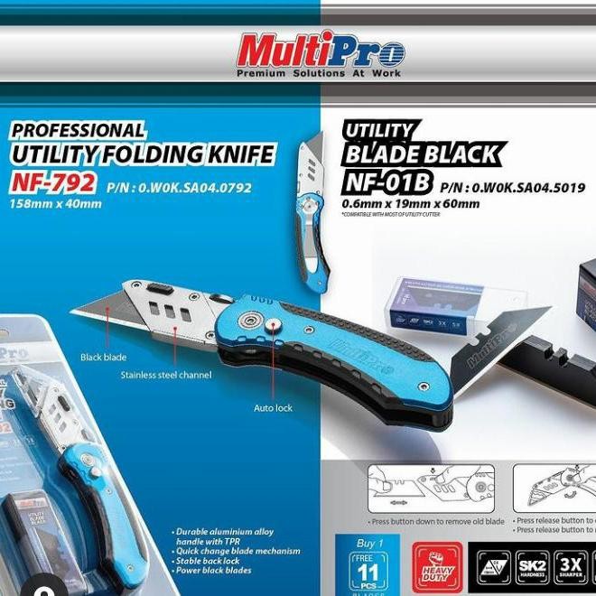 

UTILITY FOLDING KNIFE NF-792 MULTIPRO NF792 cutter lipat heavy duty eu