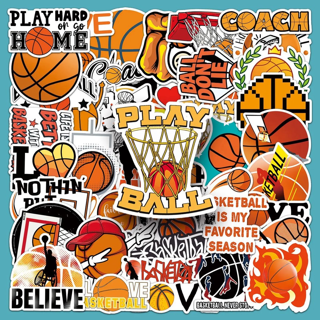 IMPORT 50 Sheets Basketball Graffiti Stickers Sports DIY Luggage Notebook Car Decals Personalized