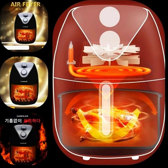 Lock N Lock Air Fryer Black Series 2L Goreng Tanpa Minyak