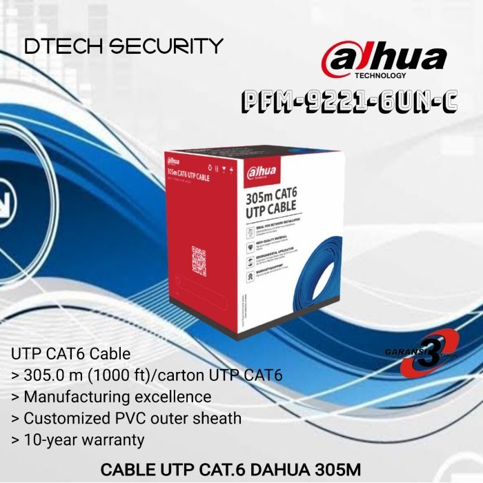 KRY -  Kabel Lan Utp Cat6 Dahua 305m / Kabel UTP Cat 6 Dahua 1 ROL Warna Biru