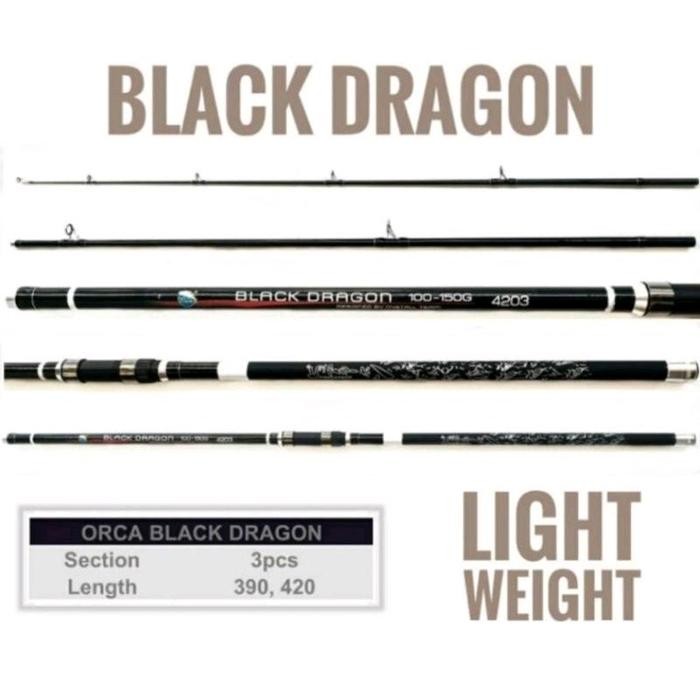 Joran Sambung 3 Orca Black Dragon 390 420 Rod Rock Fishing Lure