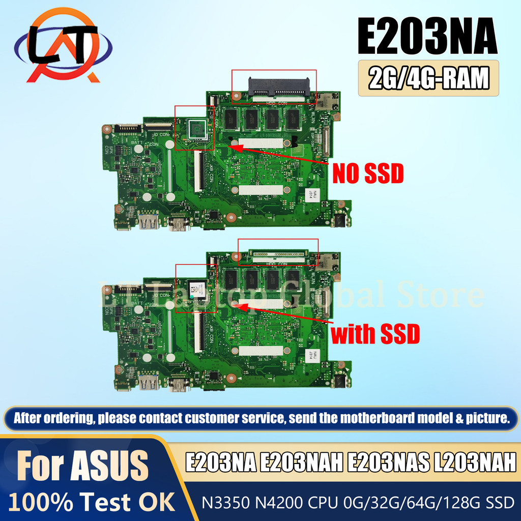 E203NA Mainboard For ASUS E203NAH E203NAS L203NAH L203NA Laptop Motherboard N3350 N4200 CPU 2G 4GB-R