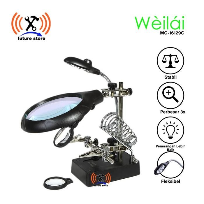 

Best Seller Weilai Mg-16129C Penjepit Pcb,Kaca Pembesar,Dudukan Solder,Lamp 5 In 1