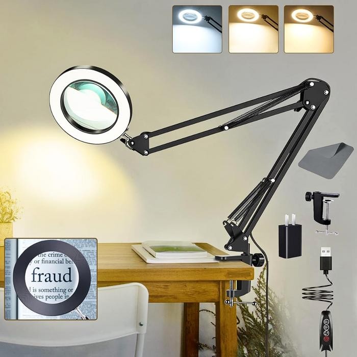 

Cuci Gudang Cod Kkmoon Kaca Pembesar Service Elektronik Hp Led 2X Tri Color 12W 1200Lm + Lampu Baca