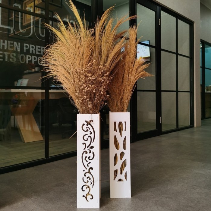 NORDIC Vas Bunga Lantai Tinggi Pot Kembang Guci Daun Kering Vase Kayu