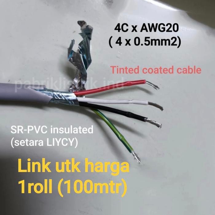 KABEL SCREEN 4C X AWG20 SETARA LIYCY 4X0.5MM 4 X 0.5 MM ROLL 100M BRAND LS CABLE