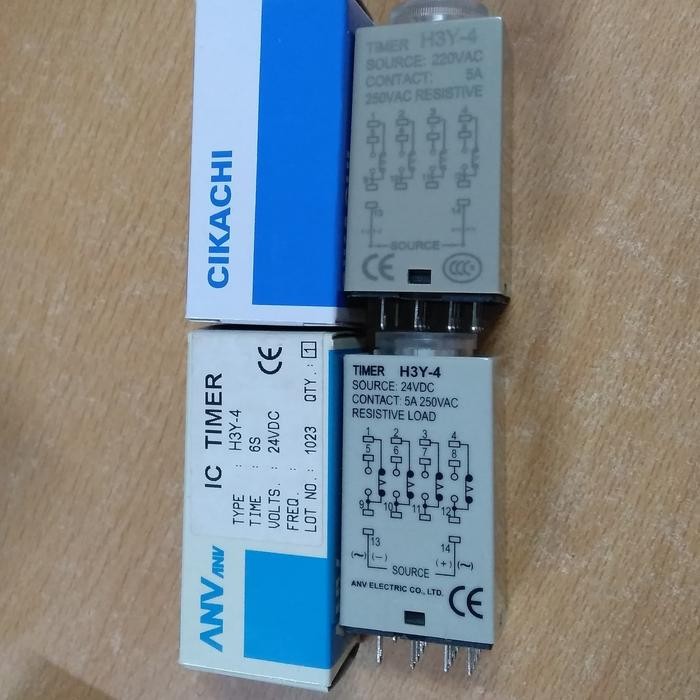 TIMER RELAY H3Y-4 H3Y4 H3Y 4 24V DC ATAU 220V AC ANV CIKACHI TAIWAN TERLARIS