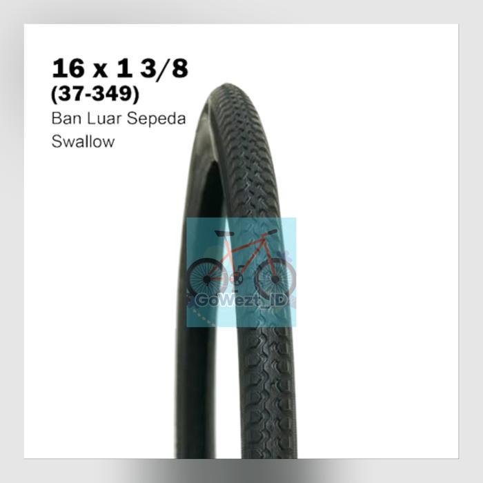 ban luar sepeda ukuran 16 x 1 3/8 swallow hitam 16+ plus (349) lipat [mutu terbaik]