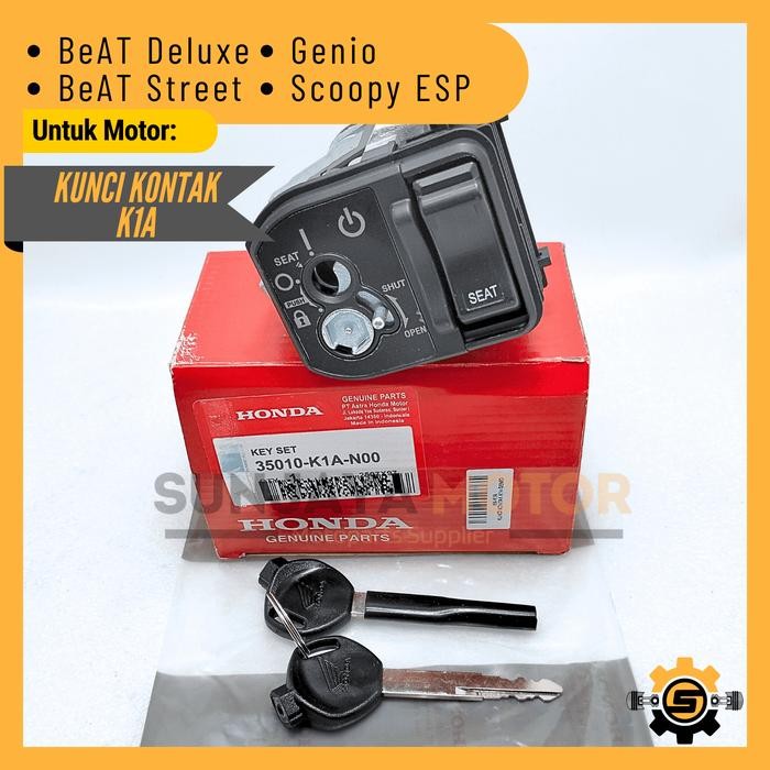 kunci kontak set k1a keyset original honda beat deluxe genio scoopy esp beat street new kunci motor