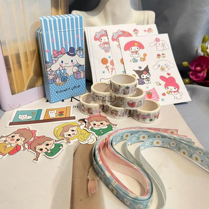 

[Deli Atk] Paket Jurnal 7 In 1 Karakter Sanrio My Melody Cinnamoroll Pink Biru Free Hard Box