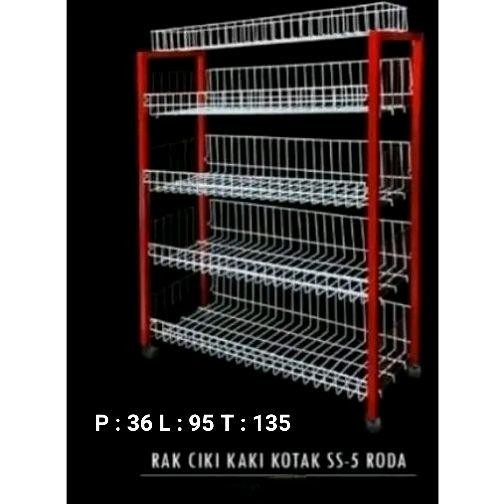 RAK MINIMARKET MERAH KOTAK RODA SS 5/RAK CIKI SUSUN 4/RAK CHIKI SUSUN 5 MERAH BESI