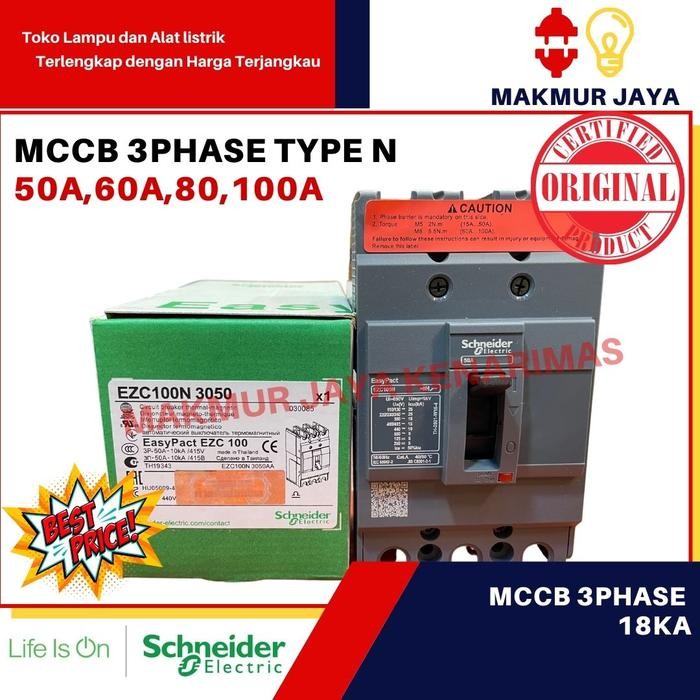 Mccb Ezc Schneider 20A 40A 50A 60A 80A 100A Type N 18Ka Easypact Ori
