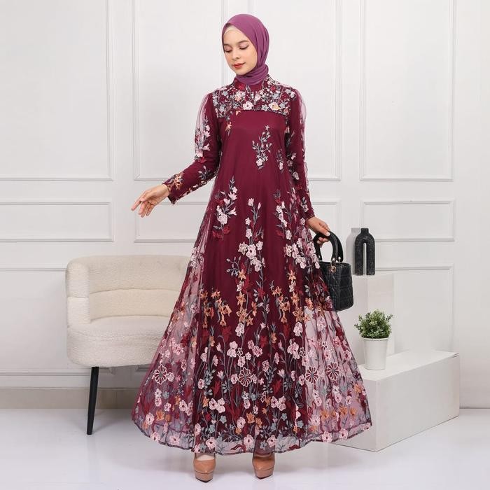 Meera - Natalia Dress Brokat Kekinian Mewah Kekinian Gamis Seragaman Kondangan 2024