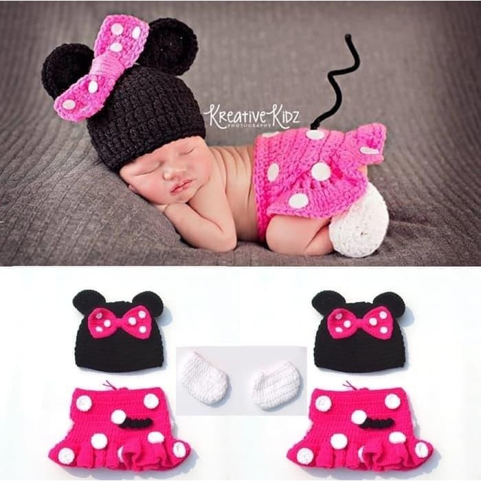 Baju Kostum Bayi Perempuan Lucu Kostum Bayi Minnie Rajut