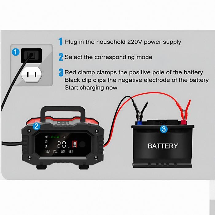 CHARGER AKI OTOMATIS 12V 24V 300AH 300W CAS AKI MOBIL MOTOR - FOXSUR FPT-200 KUALITAS TERBAIK