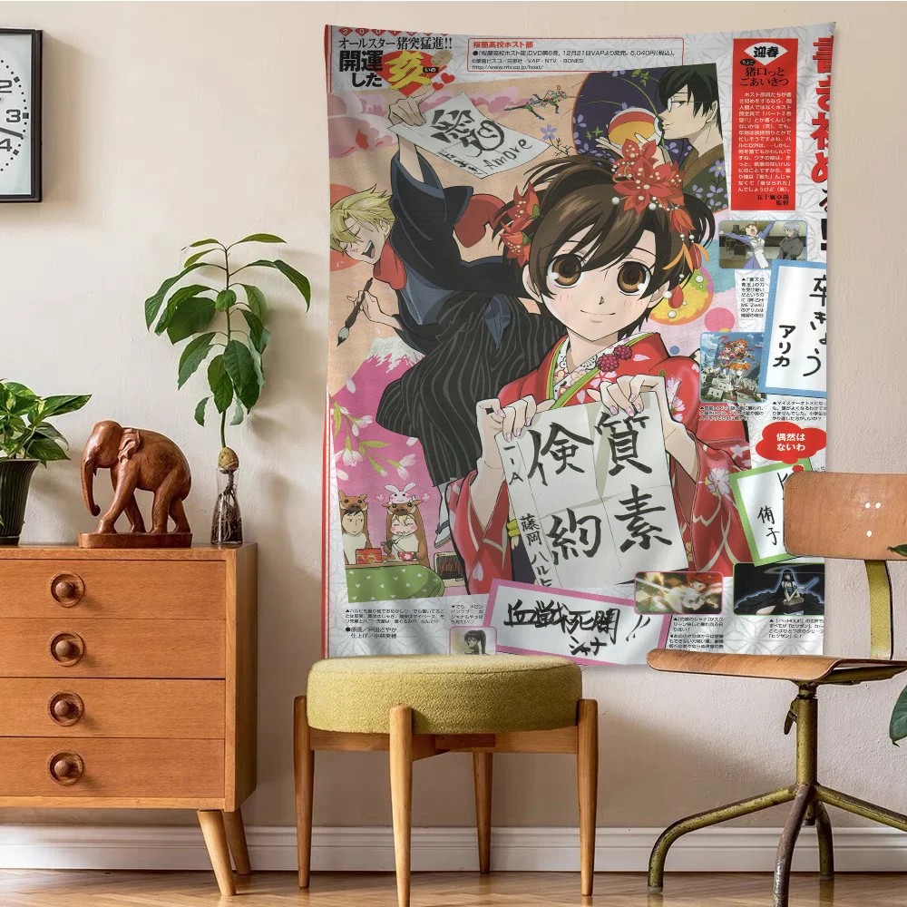 Anime Ouran High School Host Club Tapestry Art Printing Japanese Wall Tapestry Anime Wall Hanging