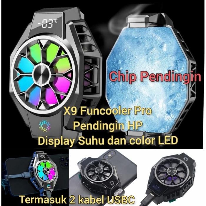 X9 Funcooler Pro Radiator Pendingin Handphone Cooler Hp Display Suhu
