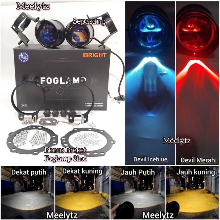 NEW IBRIGHT C990 - SEPASANG FOGLAMP 3INC IBRIGHT UPGRADE HONDA DAN TOYOTA BLUE LENS C 990 BONUS
