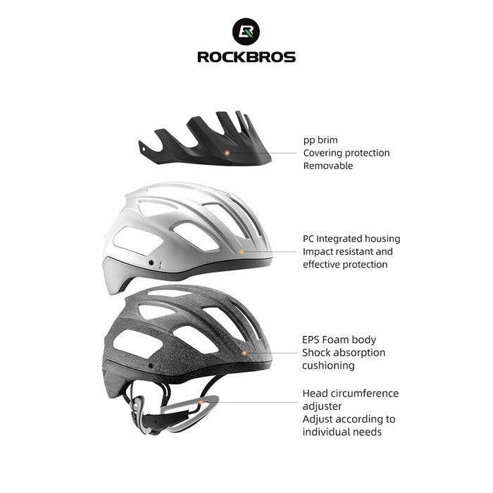 Rockbros Hc-65 Bike Ultralight Helmet - Helm Sepeda - Gray White
