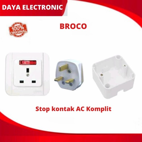 TERBARU BROCO 1 SET KOMPLIT STOP KONTAK STEKER AC