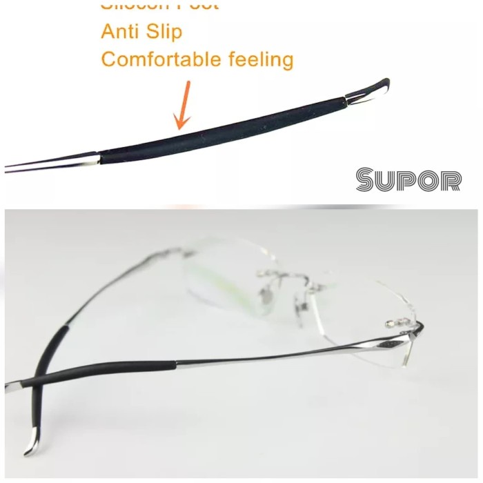 Frame Kacamata Frameless Fl7 Kaca Mata Minus Plus Pria Wanita Rimless