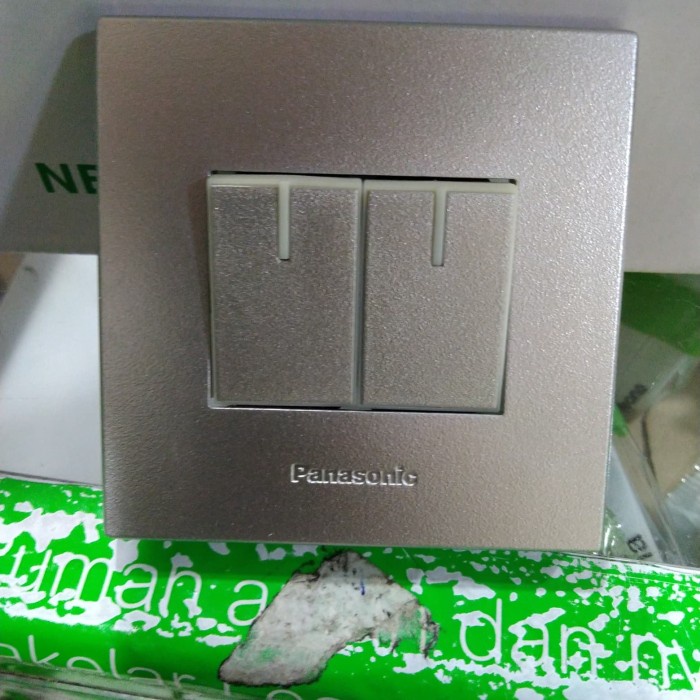 BEST SELLER PANASONIC SAKLAR 2 GANG 1 ARAH SILVER