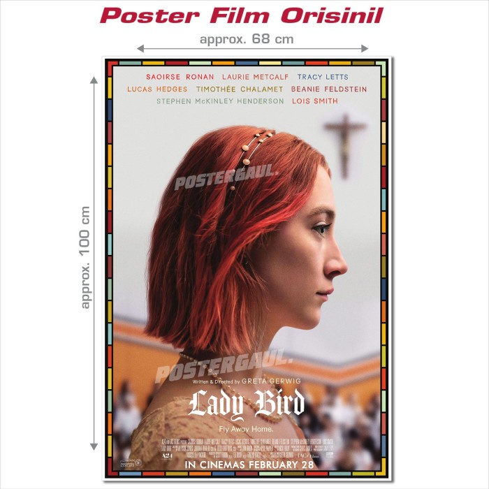 Tebaru Poster Film LADY BIRD - original Indonesian one sh. Style A, 68x100 cm Berkualitas