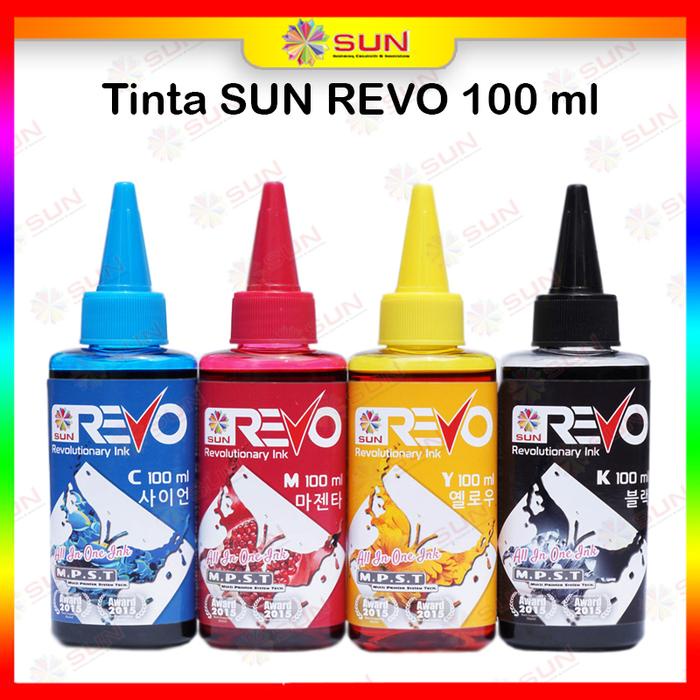 

READY TINTA REFILL EPSON / CANON / HP - SUN REVO INK 1 SET BCMY 100 ML ( TINTA SEGALA MERK PRINTER )