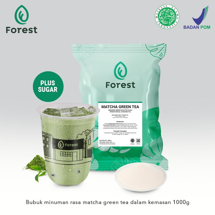 

Bubuk Minuman Green Tea Powder 1000G Plus Gula - Forest Bubble Drink