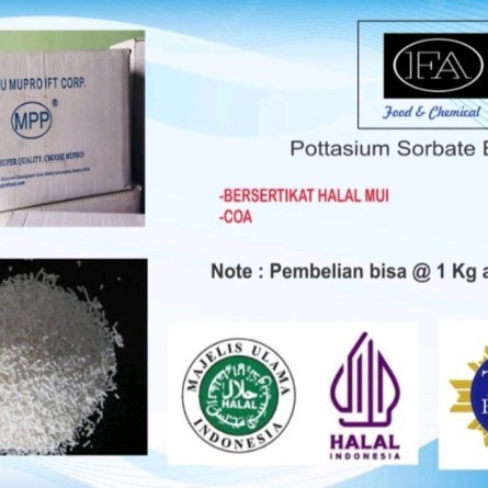 

POTTASIUM SORBATE EX MUPRO PENGAWET MAKANAN DAN MINUMAN KODE 1304