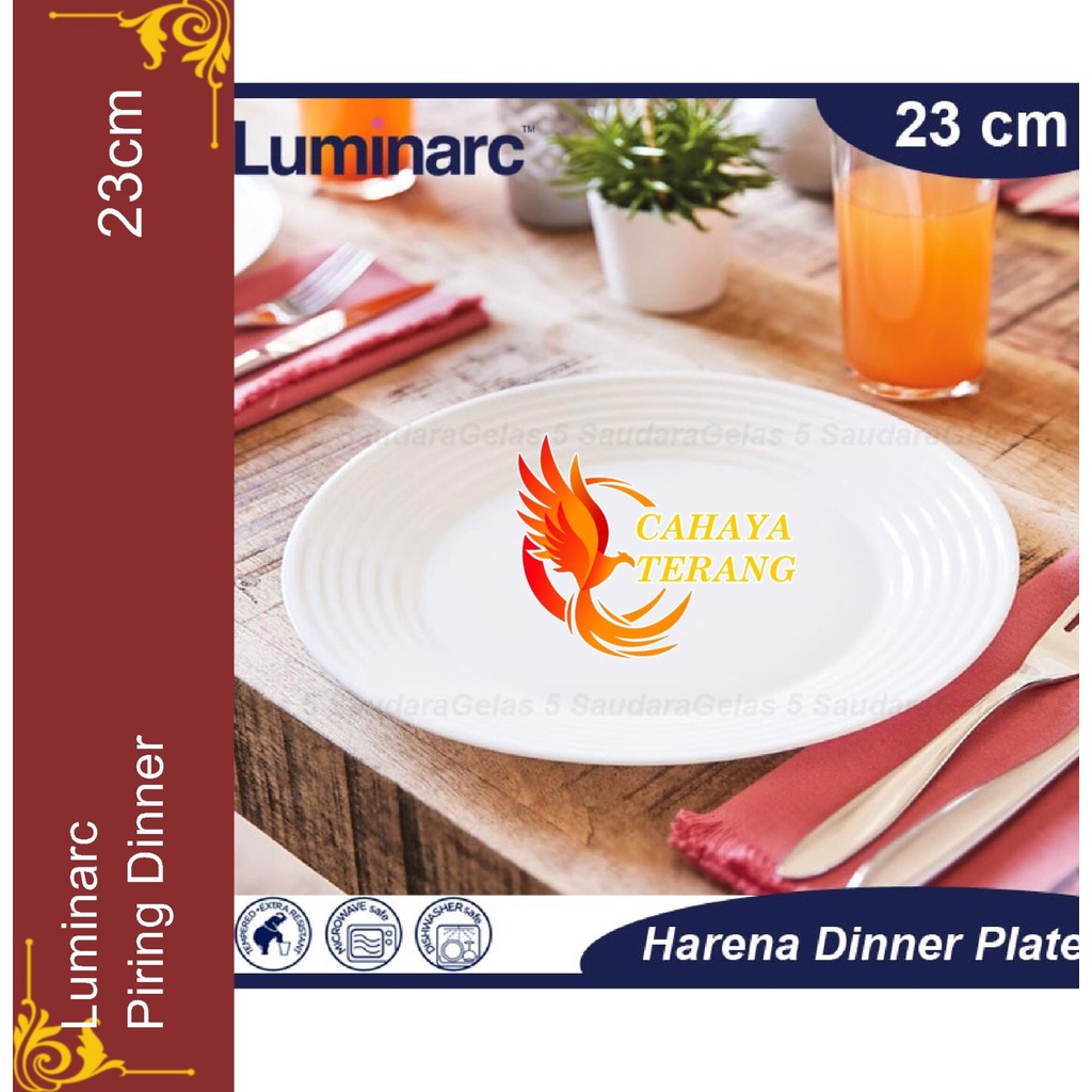Luminarc Piring Harena 23cm/Piring Makan/Piring Luminarc/Dinner Plate Piring Luminarc 23 cm Piring P