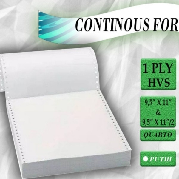 

Kertas continuous form 1 ply 9 1/2 x 11 bagi 2 1 dus