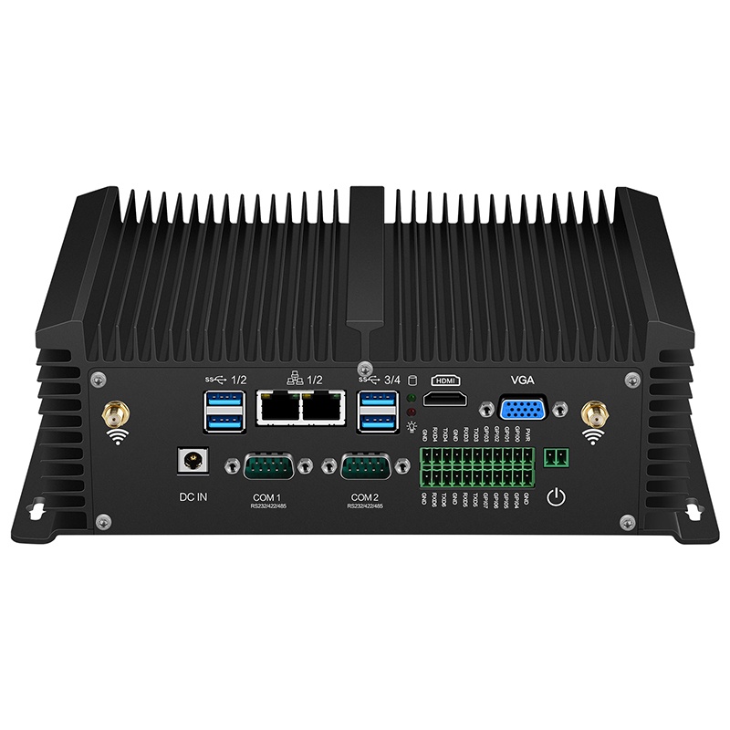LUXW Industrial Mini PC Intel Core i5 8250U i7 8550U RS232/422/485 Dual Ethernet HDMI VGA GPIO WiFi 