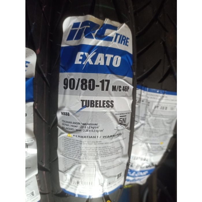 Ban Tubeless Irc Exato 90/80-17 Free Pentil