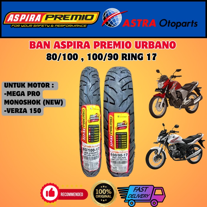 Ban Motor Honda Megapro New Verza Aspira Premio 80/100-17 & 100/90-17