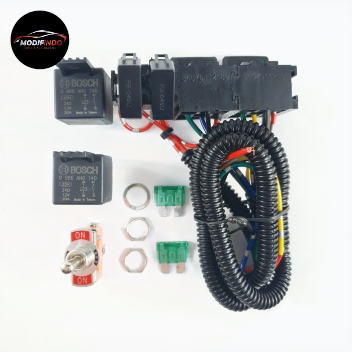 KABEL RELAY SET LAMPU TEMBAK / SOROT / LED MOBIL MOTOR 2 MODE HIGH LOW