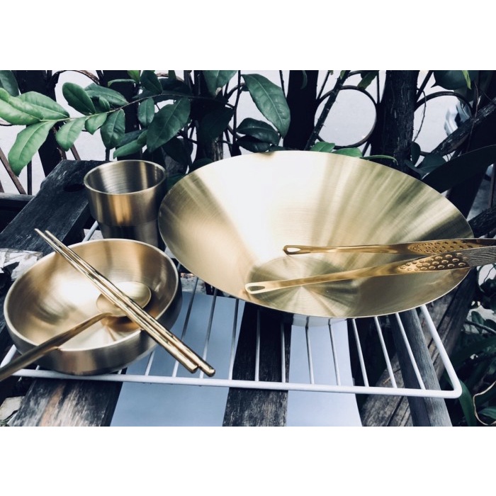 Salad Bowl Emas Stainless Steel 304 Mangkok salad besar emas Korea