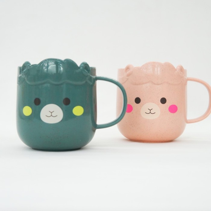 Gelas Minum Anak Plastik Lucu Cangkir Susu Motif Domba Mug Cangkir