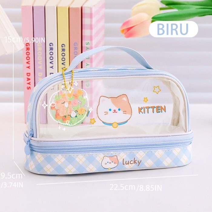 

BIG SALE Tempat Pensil Transparan Kotak Pensil Anak Tas Pensil Zipper Motif Lucu Alat Tulis -