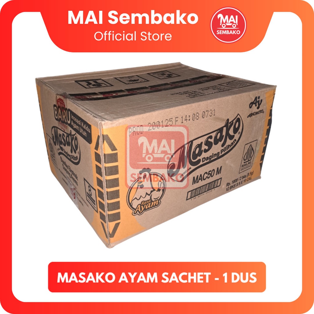 

Masako Ayam Sachet 1 Dus - Penyedap Rasa Kaldu Ayam