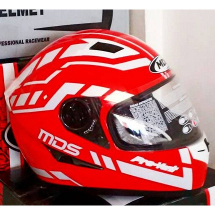 Helm Mds Provent Red White Full Merah Visor Fullface Pro-Vent