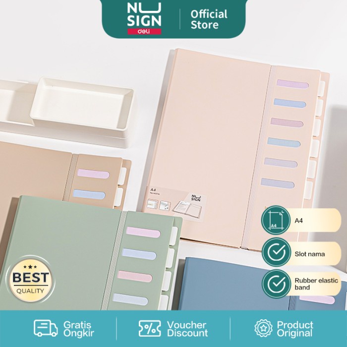 

Nusign File Holder Map Dokumen A4 Muat Banyak Warna Pastel NS516 Kode 446