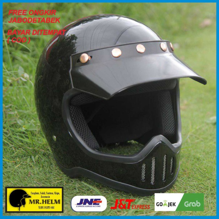 Helm Retro Cakil M50 Black Premium Quality ( Mr Helm )