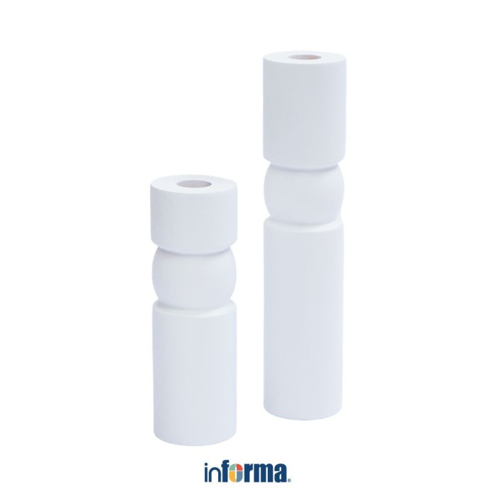 Informa Set 2 Pcs Elaine Tempat Lilin Dekorasi - Putih Candle Holder Deco Wadah Lilin Dekoratif