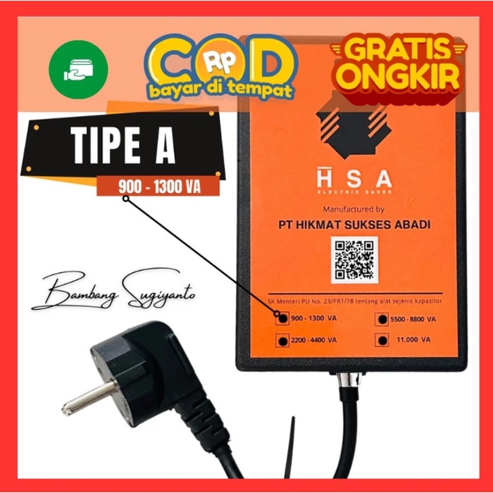 ALAT PENGHEMAT DAYA LISTRIK TOKEN RUMAH 900 W- 1300 WATT TIPE A HSA ELECTRIC SAVER Original