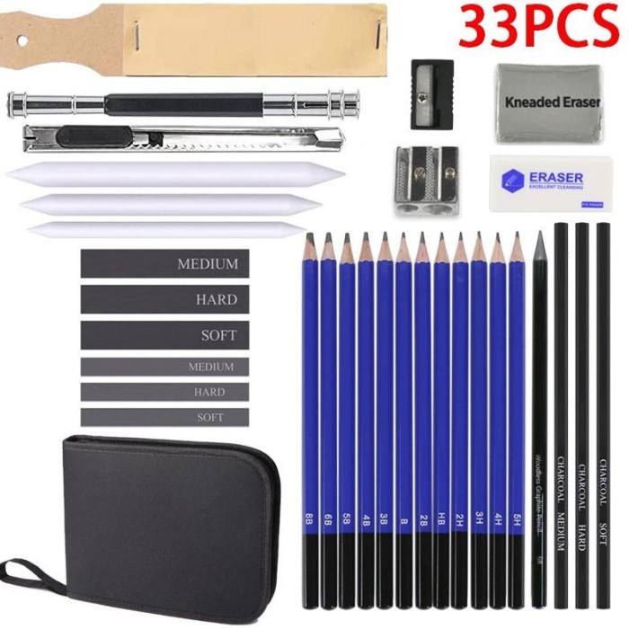 

TERUJI SUTANG 33PCS/35PCS/Set Sketch Pencil Pisau Penghapus dan Pensil Gambar untuk Keperluan