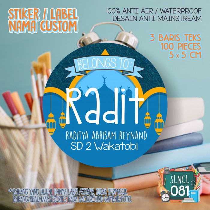 

BIG SALE stiker label nama anak jilbab pensil buku tas sepatu sekolah SLNCL-081