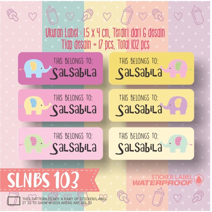 

BERKUALITAS stiker label nama anak pensil buku tas sepatu sekolah SLNBS-103