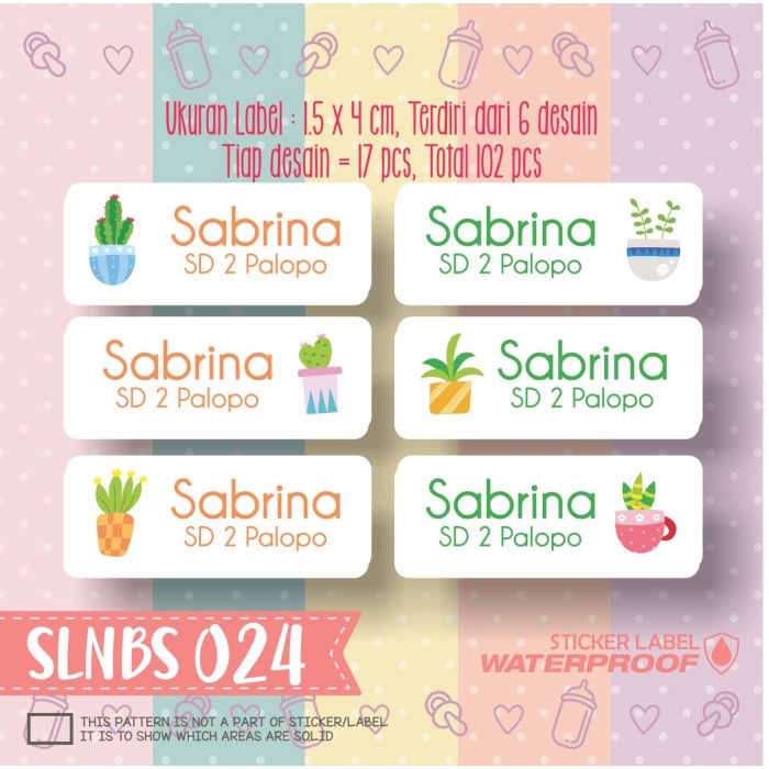 

BIG SALE stiker label nama anak pensil buku tas sepatu sekolah SLNBS-024