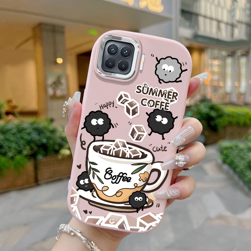 Casing Hp Untuk OPPO A93 Reno 4F Reno 4 Lite F17 Pro A94 Reno 5F Reno 5 Lite F19 Pro Case pola kopi 